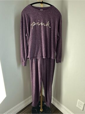 Victoria’s Secret PINK Women’s Medium Purple Lounge Set Sweatshirt Jogger Pajama